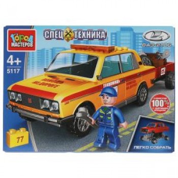 LADA конструктор lada-2106: ПОМОЩЬ на дороге, 77 дет. (легко собрать) Город мастеров в кор.80шт	