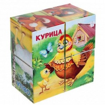 Кубики «Домашние животные», картон, 4 штуки 