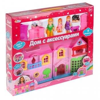 Дом для кукол со светом и звуком, с набором аксессуаров в русс. кор. ТМ "Играем вместе" в кор.2*9шт