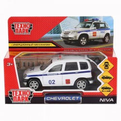 Машина металл "chevrolet niva полиция" 12см, открыв.двери, инерц.,белый в кор. Технопарк в кор2*36шт