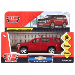 Машина металл "CHEVROLET TAHOE", длина 12 см, откр дв, багаж, инерц, КРАСНЫЙ Технопарк 							