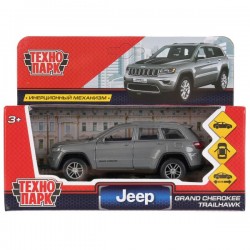 Машина металл JEEP GRAND CHEROKEE 12 см, двери, багаж, инерц, серый, кор. Технопарк в кор.2*36шт