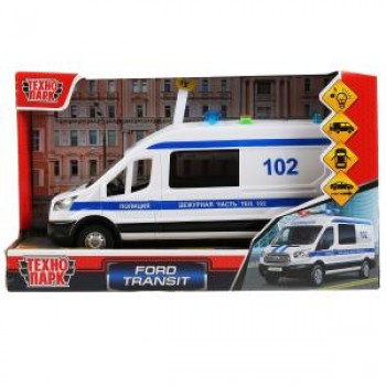 Машина свет+звук "ford transit полиция" 22,5см, пластик, откр.двери, инерц. Технопарк в кор.2*18шт