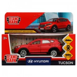 Машина металл HYUNDAI TUCSON длина 12 см, двери, багаж., инер, красный, кор. Технопарк в кор.2*36шт	