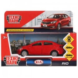Машина металл KIA RIO длина 12 см, двери, багаж, инерц, красный, кор. Технопарк в кор.2*36шт	