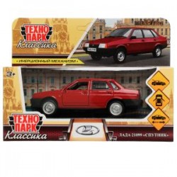 Машина металл LADA-21099 "СПУТНИК" 12 см, двери, багаж, инерц, красный, кор. Технопарк в кор.2*36шт	