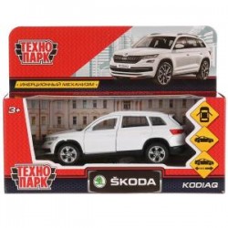 Машина металл SKODA KODIAQ длина 12 см, двери, багаж, инерц, белый, кор. Технопарк в кор.2*36шт	