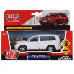 Машина металл TOYOTA LAND CRUISER длина 12,5 см, двери, инерц, белый, кор. Технопарк в кор.2*36шт	