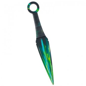 Деревянный нож кунай 26 см зеленый кристалл																						